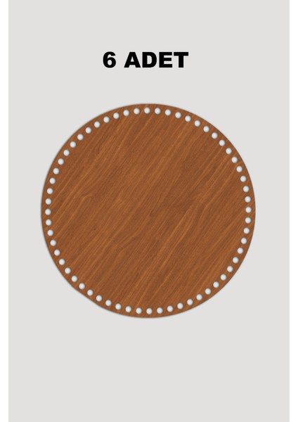 Ahşap Yuvarlak Sepet Tepsi Tabanı 18 cm 6 Adet Ceviz 3mm