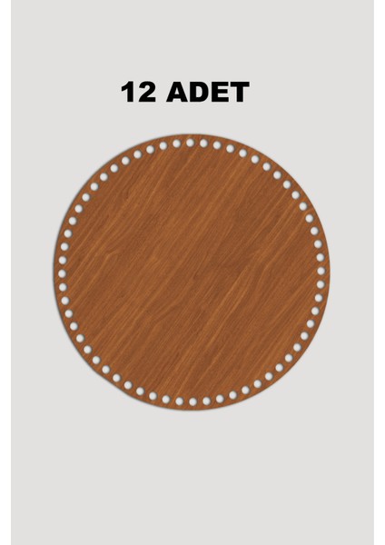 Ahşap Yuvarlak Sepet Tepsi Tabanı 10 cm 12 Adet Ceviz 3mm