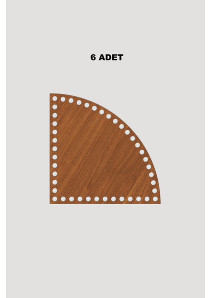 Ahşap Çeyrek Daire Sepet Tepsi Tabanı 12X12 cm 6 Adet Ceviz 3mm