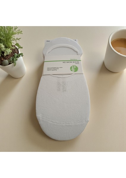 Steelstyle, 3'lü Unisex Görünmez Babet Çorap - Beyaz