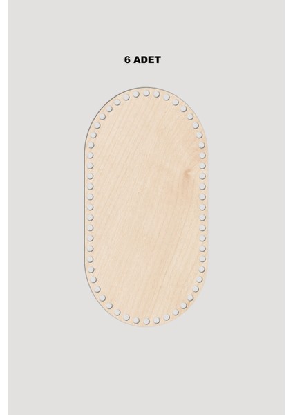 Ahşap Dikdörtgen Oval Köşeli Sepet Tepsi Tabanı 13X25 cm 6 Adet Akça 3mm