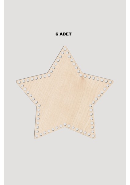 Ahşap Yıldız Sepet Tepsi Tabanı 20X20 cm 6 Adet Akça 3mm