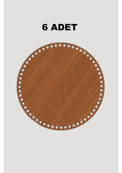 Ahşap Yuvarlak Sepet Tepsi Tabanı 20 cm 6 Adet Ceviz 3mm