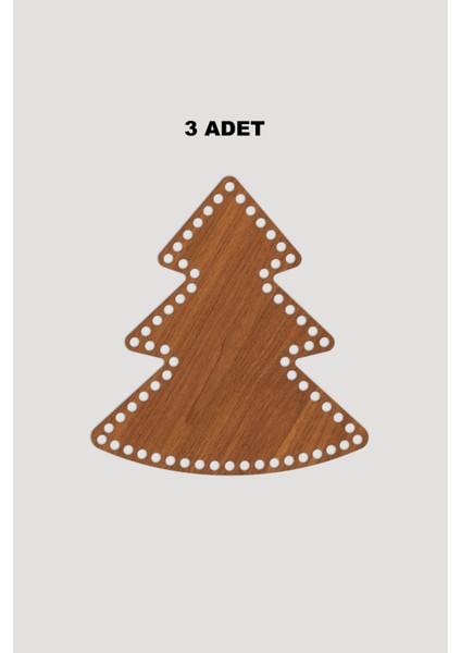 Ahşap Yılbaşı Çam Ağacı Sepet Tepsi Tabanı 23X25 cm 3 Adet Ceviz 3mm