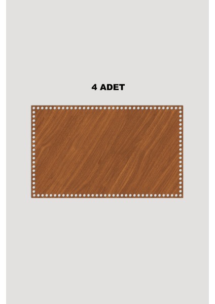 Ahşap Dikdörtgen Sepet Tepsi Tabanı 25X30 cm 4 Adet Ceviz 3mm