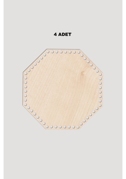 Ahşap Sekizgen Sepet Tepsi Tabanı 23X23 cm 4 Adet Akça 3mm