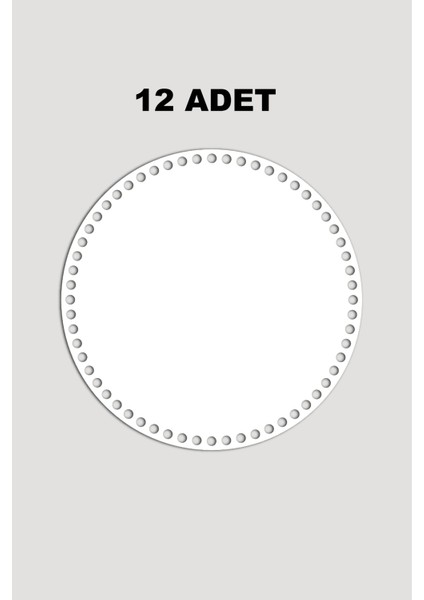 Ahşap Yuvarlak Sepet Tepsi Tabanı 9 cm 12 Adet Beyaz 3mm