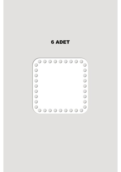 Ahşap Kare Sepet Tepsi Tabanı 8,5x8,5 cm 6 Adet Beyaz 3mm