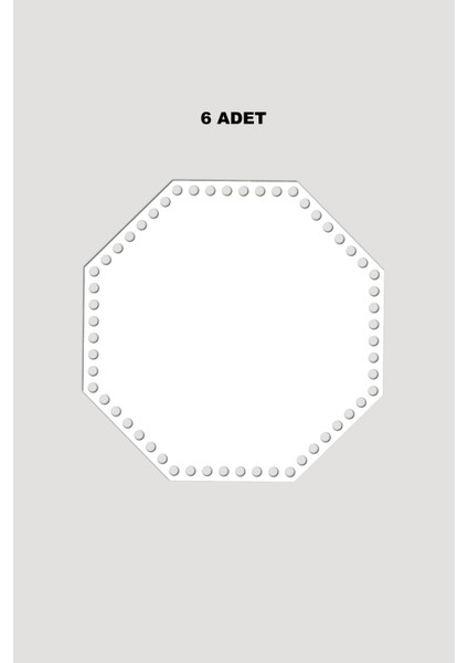 Ahşap Sekizgen Sepet Tepsi Tabanı 9x9 cm 6 Adet Beyaz 3mm