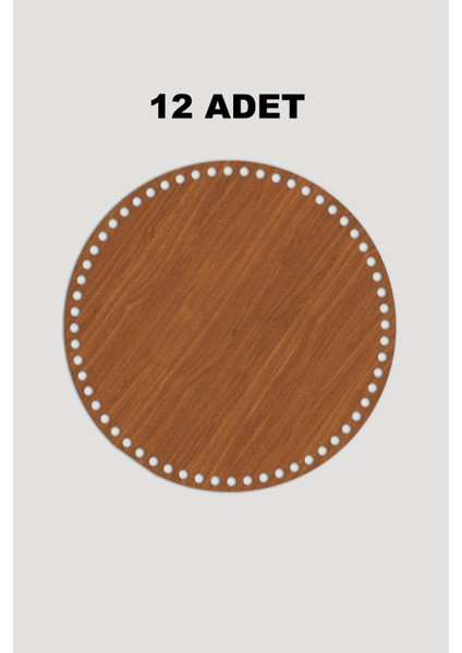 Ahşap Yuvarlak Sepet Tepsi Tabanı 9 cm 12 Adet Ceviz 3mm