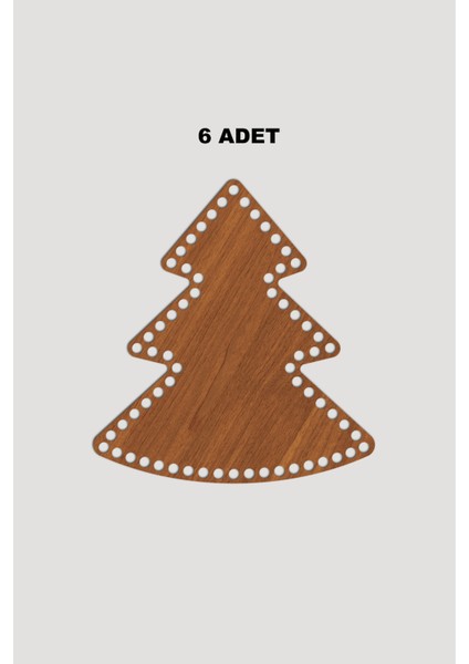 Ahşap Yılbaşı Çam Ağacı Sepet Tepsi Tabanı 13X14 cm 6 Adet Ceviz 3mm