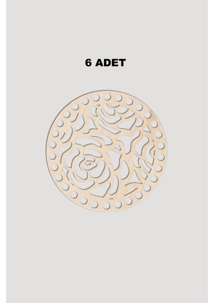 Ahşap Yuvarlak Desenli Model 3 Sepet Tepsi Tabanı 15 cm 6 Adet Akça 3mm