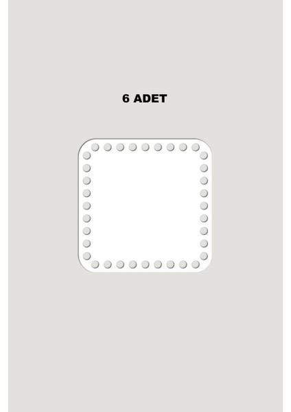 Ahşap Kare Oval Sepet Tepsi Tabanı 15X15 cm 6 Adet Beyaz 3mm