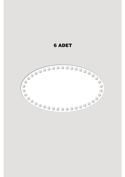 Ahşap Elips Sepet Tepsi Tabanı 10X15 cm 6 Adet Beyaz 3mm