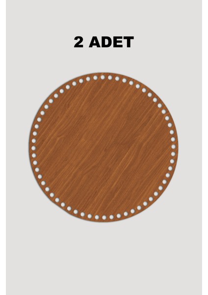 Ahşap Yuvarlak Sepet Tepsi Tabanı 43 cm 2 Adet Ceviz 3mm