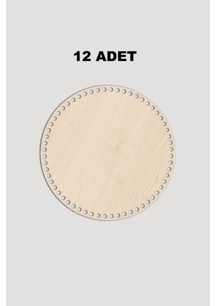 Ahşap Yuvarlak Sepet Tepsi Tabanı 9 cm 12 Adet Akça 3mm