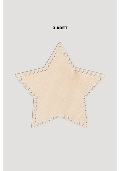 Ahşap Yıldız Sepet Tepsi Tabanı 29X31 cm 3 Adet Akça 3mm