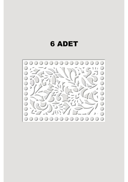 Ahşap Dikdörtgen Desenli Sepet Tepsi Tabanı 15X20 cm 6 Adet Beyaz 3mm