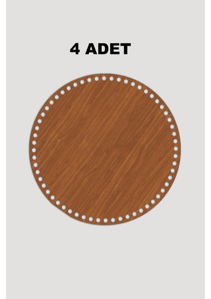 Ahşap Yuvarlak Sepet Tepsi Tabanı 25 cm 4 Adet Ceviz 3mm