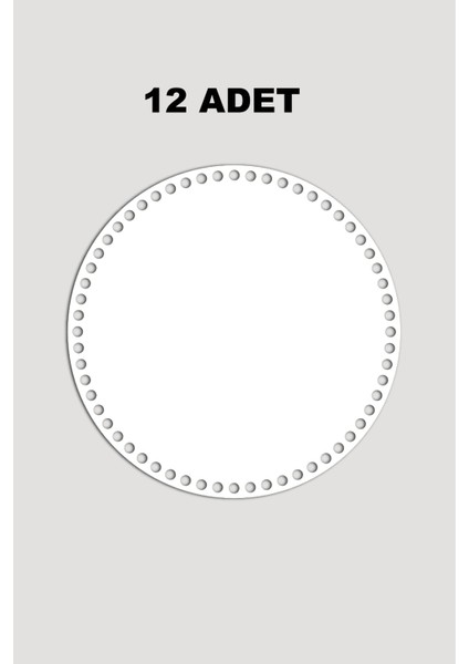 Ahşap Yuvarlak Sepet Tepsi Tabanı 12 cm 12 Adet Beyaz 3mm