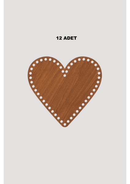 Ahşap Kalp Sepet Tepsi Tabanı 8x8,5 cm 12 Adet Ceviz 3mm