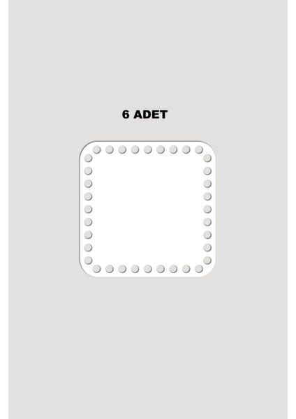 Ahşap Kare Sepet Tepsi Tabanı 10X10 cm 6 Adet Beyaz 3mm
