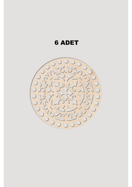 Ahşap Yuvarlak Desenli Model 1 Sepet Tepsi Tabanı 15 cm 6 Adet Akça 3mm