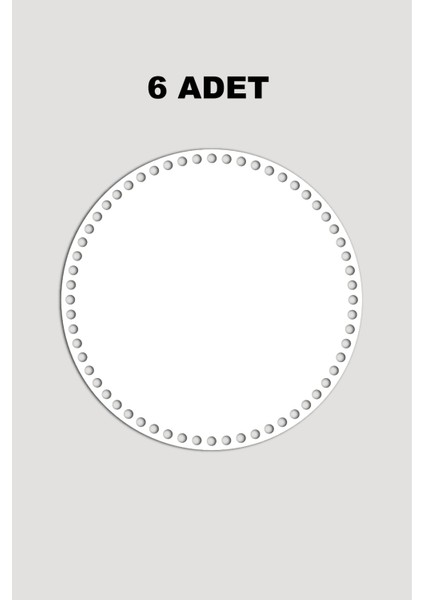 Ahşap Yuvarlak Sepet Tepsi Tabanı 18 cm 6 Adet Beyaz 3mm