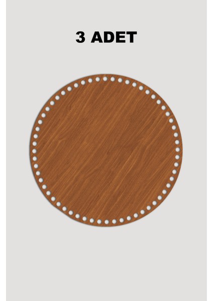 Ahşap Yuvarlak Sepet Tepsi Tabanı 31 cm 3 Adet Ceviz 3mm