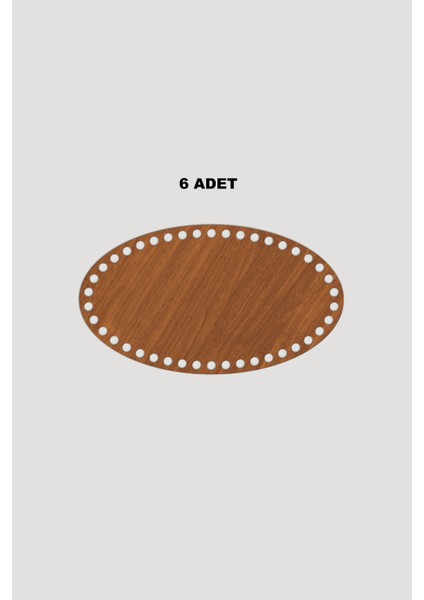 Ahşap Elips Sepet Tepsi Tabanı 10X20 cm 6 Adet Ceviz 3mm