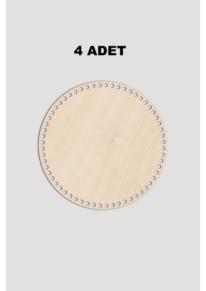 Ahşap Yuvarlak Sepet Tepsi Tabanı 22 cm 4 Adet Akça 3mm