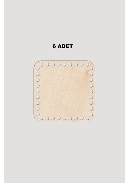 Ahşap Kare Sepet Tepsi Tabanı 10X10 cm 6 Adet Akça 3mm