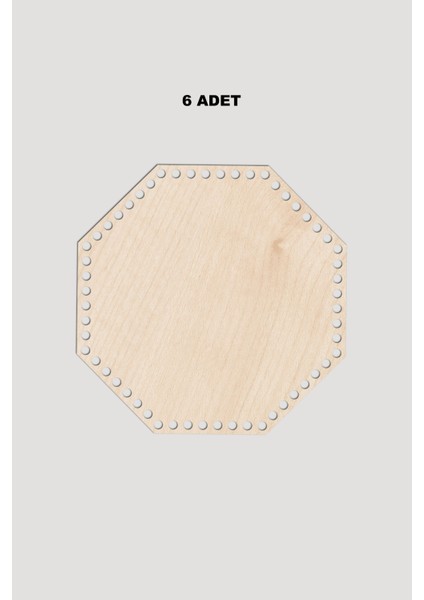 Ahşap Sekizgen Sepet Tepsi Tabanı 18X18 cm 6 Adet Akça 3mm