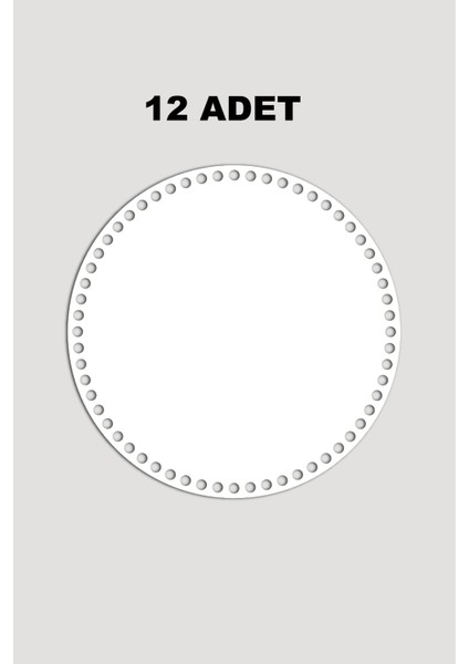 Ahşap Yuvarlak Sepet Tepsi Tabanı 12 cm 12 Adet Beyaz 3mm