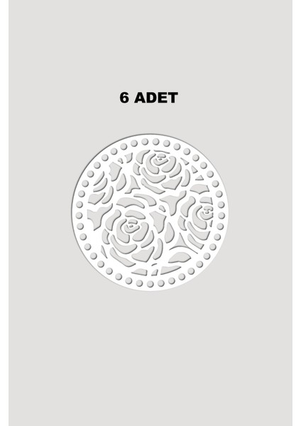 Ahşap Yuvarlak Desenli Model 6 Sepet Tepsi Tabanı 18CM 6 Adet Beyaz 3mm