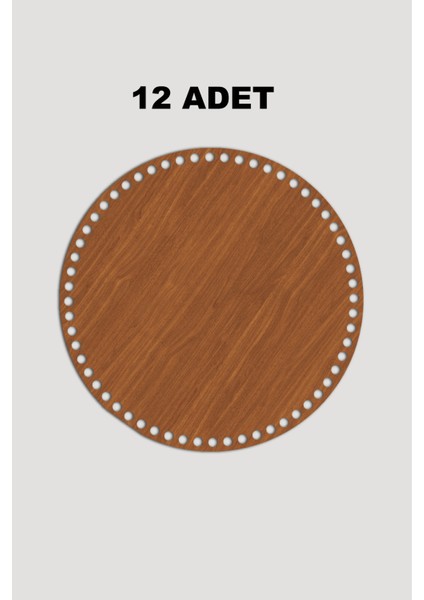 Ahşap Yuvarlak Sepet Tepsi Tabanı 12 cm 12 Adet Ceviz 3mm