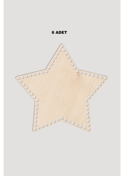 Ahşap Yıldız Sepet Tepsi Tabanı 15X16 cm 6 Adet Akça 3mm