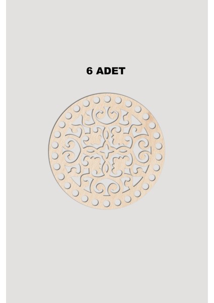Ahşap Yuvarlak Desenli Model 2 Sepet Tepsi Tabanı 15 cm 6 Adet Akça 3mm