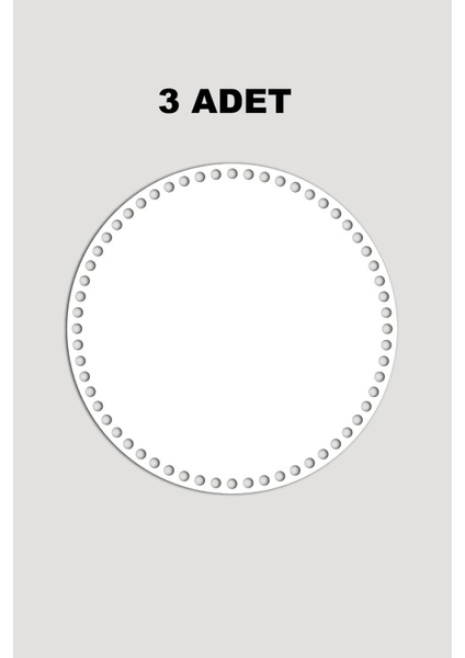 Ahşap Yuvarlak Sepet Tepsi Tabanı 27 cm 3 Adet Beyaz 3mm