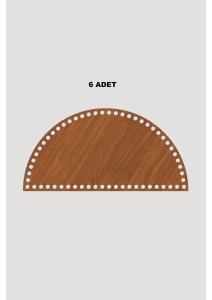 Ahşap Yarım Daire Sepet Tepsi Tabanı 12,5X25 cm 6 Adet Ceviz 3mm