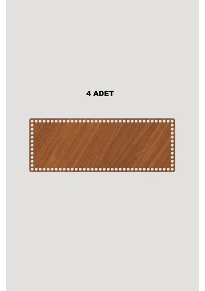 Ahşap Dikdörtgen Sepet Tepsi Tabanı 15X41 cm 4 Adet Ceviz 3mm