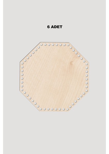 Ahşap Sekizgen Sepet Tepsi Tabanı 14X14 cm 6 Adet Akça 3mm