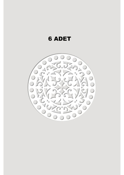 Ahşap Yuvarlak Desenli Model 1 Sepet Tepsi Tabanı 15CM 6 Adet Beyaz 3mm