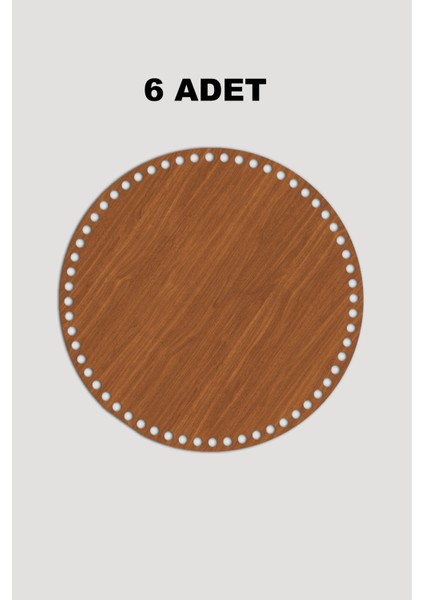 Ahşap Yuvarlak Sepet Tepsi Tabanı 17 cm 6 Adet Ceviz 3mm