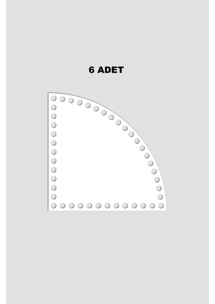 Ahşap Çeyrek Daire Sepet Tepsi Tabanı 10X10 cm 6 Adet Beyaz 3mm