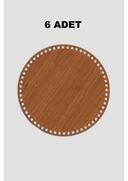 Ahşap Yuvarlak Sepet Tepsi Tabanı 15 cm 6 Adet Ceviz 3mm