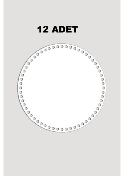 Ahşap Yuvarlak Sepet Tepsi Tabanı 10 cm 12 Adet Beyaz 3mm