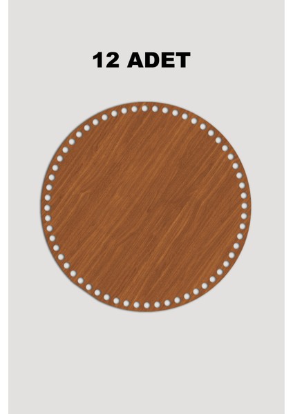 Ahşap Yuvarlak Sepet Tepsi Tabanı 12 cm 12 Adet Ceviz 3mm