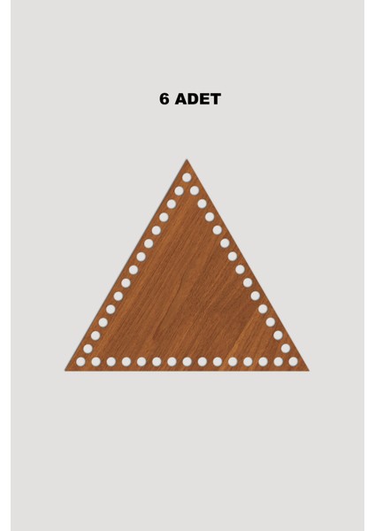 Ahşap Üçgen Sepet Tepsi Tabanı 15X15 cm 6 Adet Ceviz 3mm