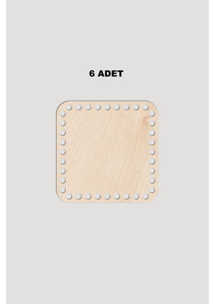Ahşap Kare Sepet Tepsi Tabanı 12X12 cm 6 Adet Akça 3mm